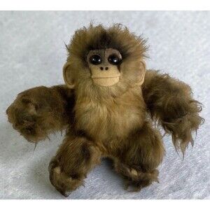 Vintage 1968 Kamar Hanging Orangutan Monkey Plush 6.5” Japan Hook Big Eyes